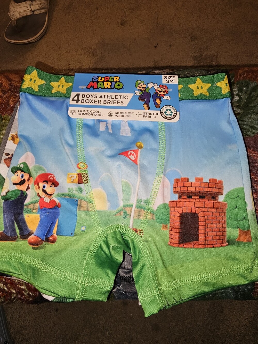 Super Mario Boys Athletic Boxer Briefs Underwear Size S (4) 4-Pack